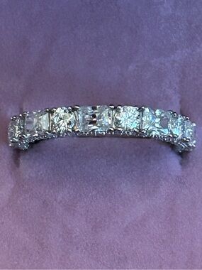 2.00CTW Round & Elongated Princess-Cut Moissanite 💎 Eternity Band 925 SSilver